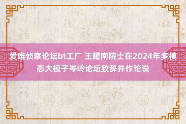 爱唯侦察论坛bt工厂 王耀南院士在2024年多模态大模子岑岭论坛致辞并作论说