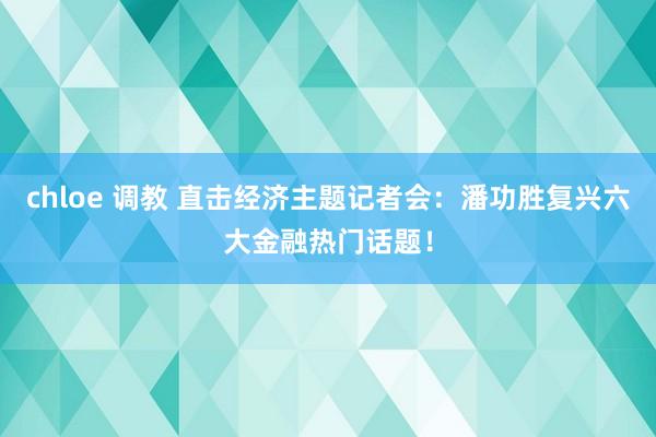 chloe 调教 直击经济主题记者会：潘功胜复兴六大金融热门话题！
