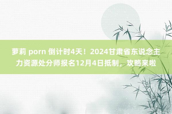 萝莉 porn 倒计时4天！2024甘肃省东说念主力资源处分师报名12月4日抵制，攻略来啦