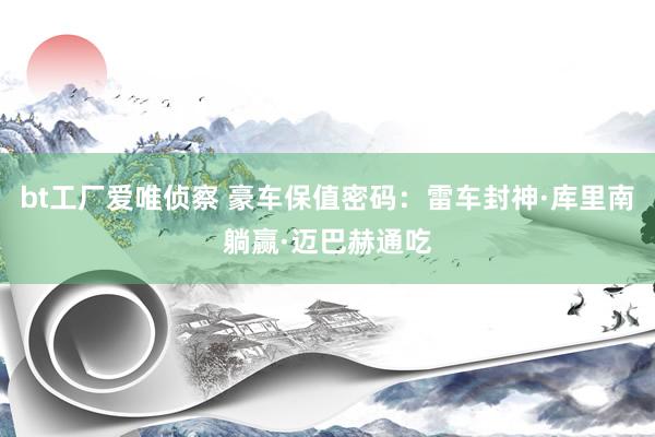 bt工厂爱唯侦察 豪车保值密码：雷车封神·库里南躺赢·迈巴赫通吃